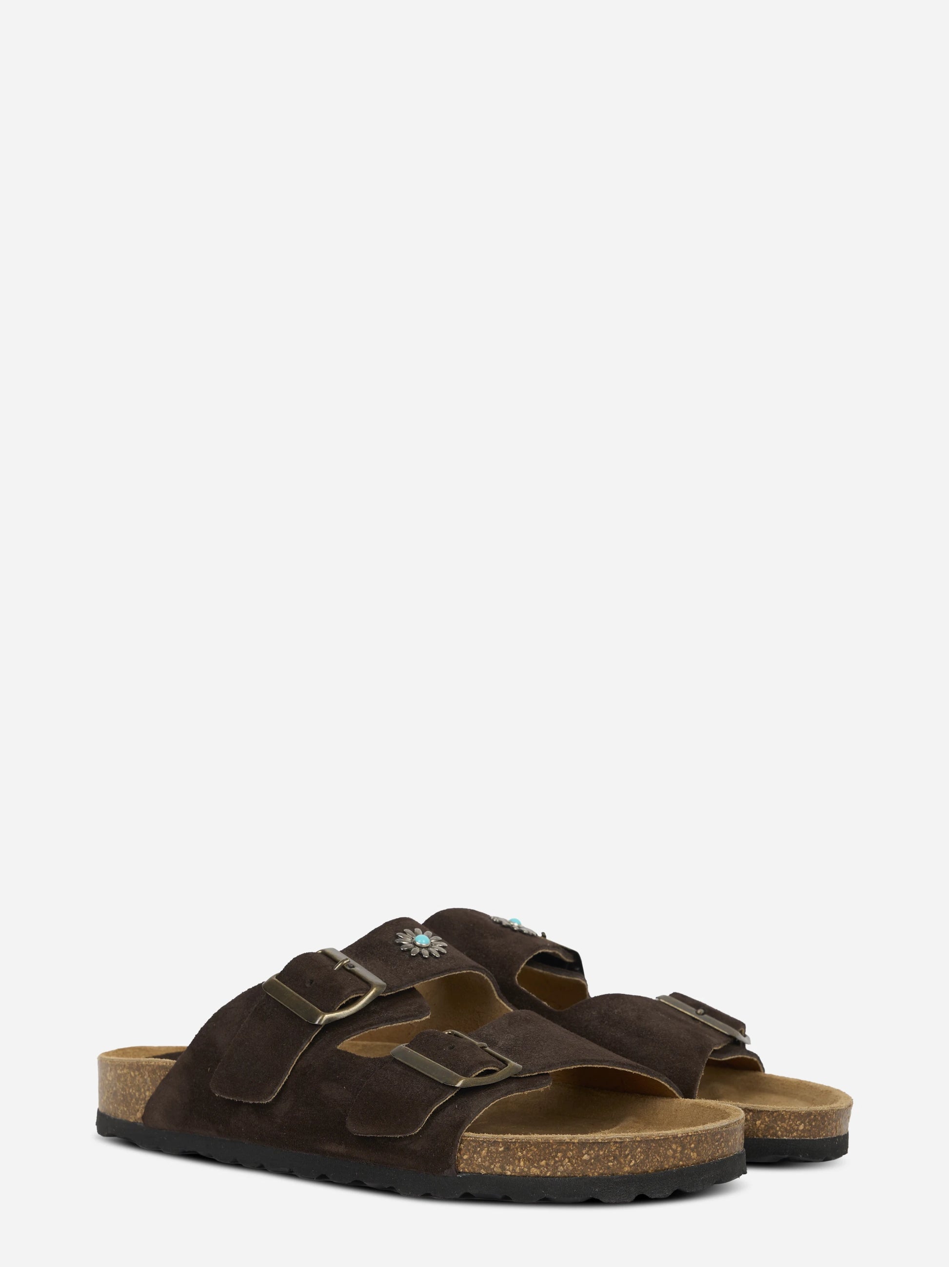 Sandalo Buckle in suede marrone