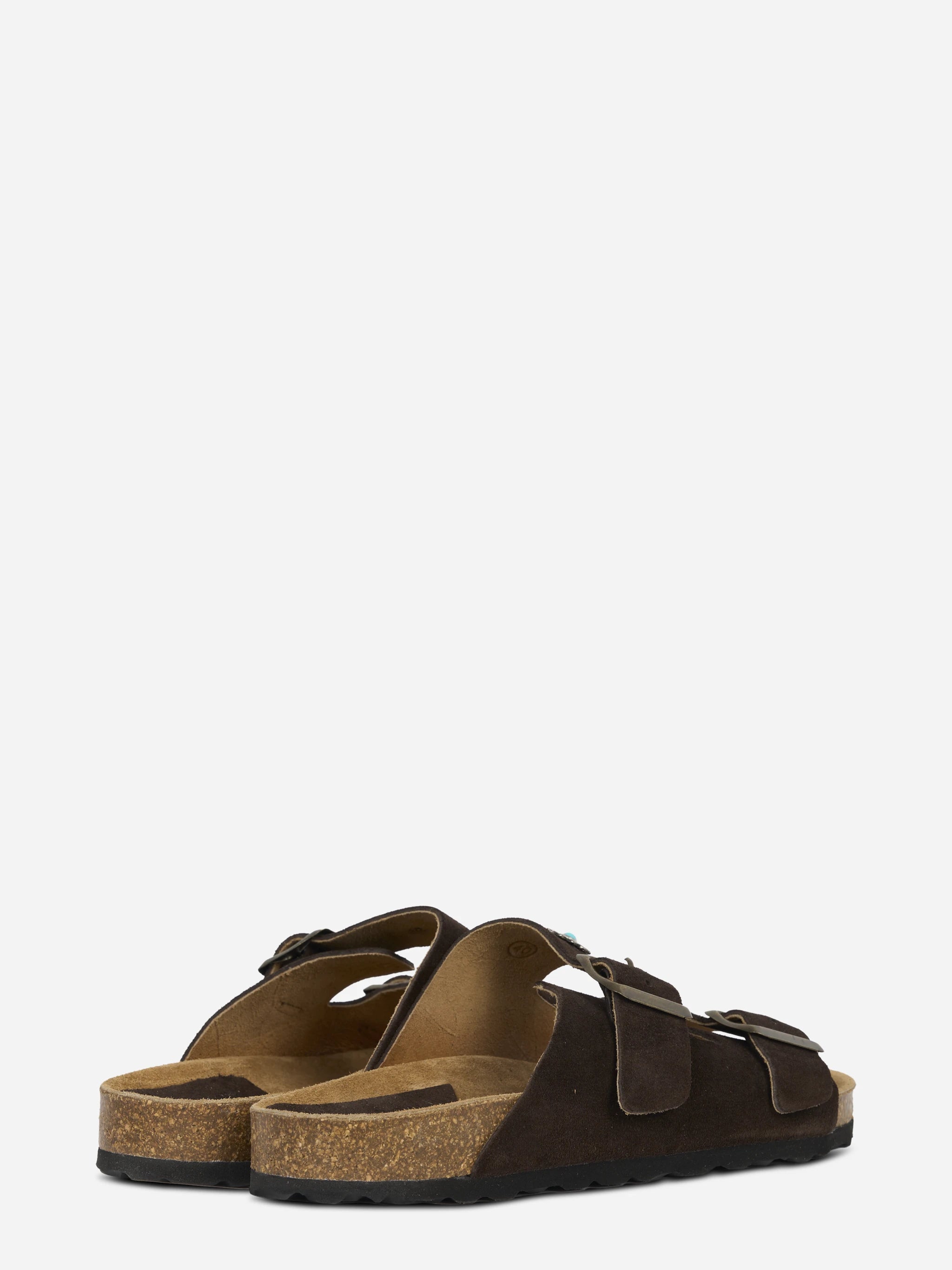Sandalo Buckle in suede marrone