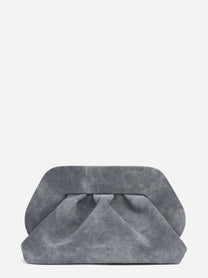 Pochette Bios Medium effetto nabuk grigia - vista frontale