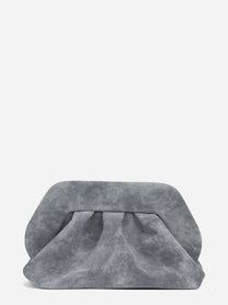 Pochette Bios Medium effetto nabuk grigia - vista laterale