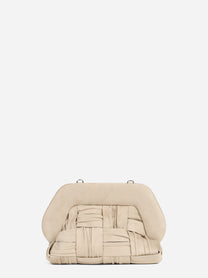 Pochette Bios Medium intrecciata bianca - vista frontale