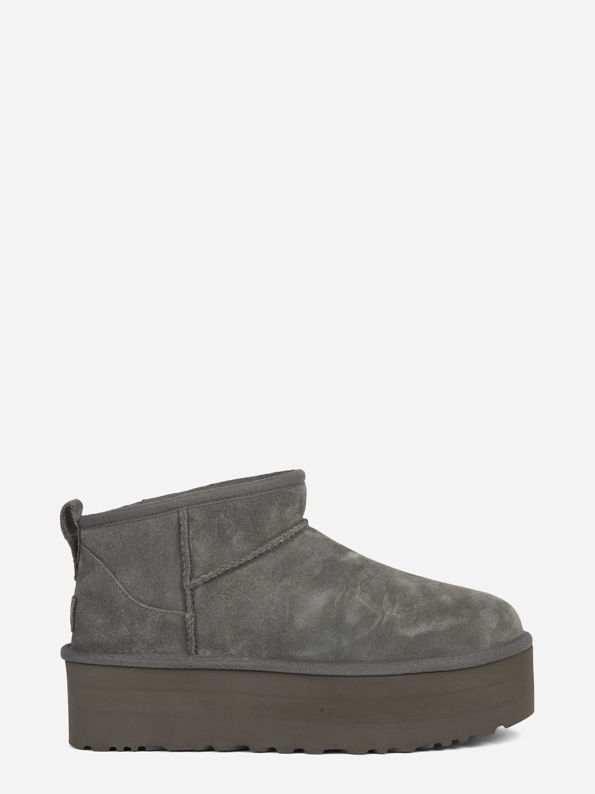 Stivaletto Classic Ultra Mini Platform in camoscio Charcoal - vista laterale