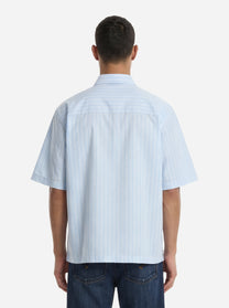 Camicia manica corta in cotone celeste Nelson