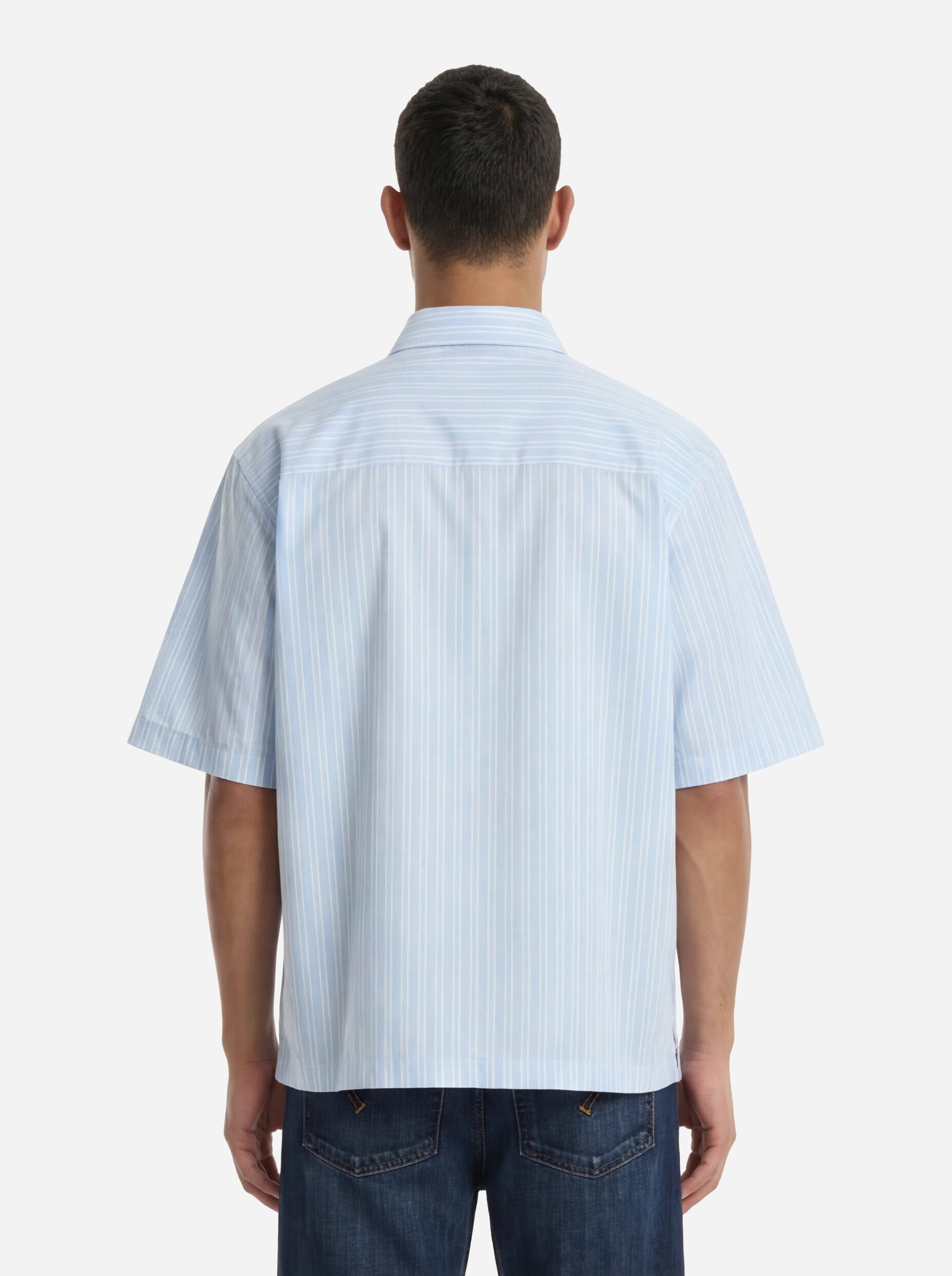 Camicia manica corta in cotone celeste Nelson