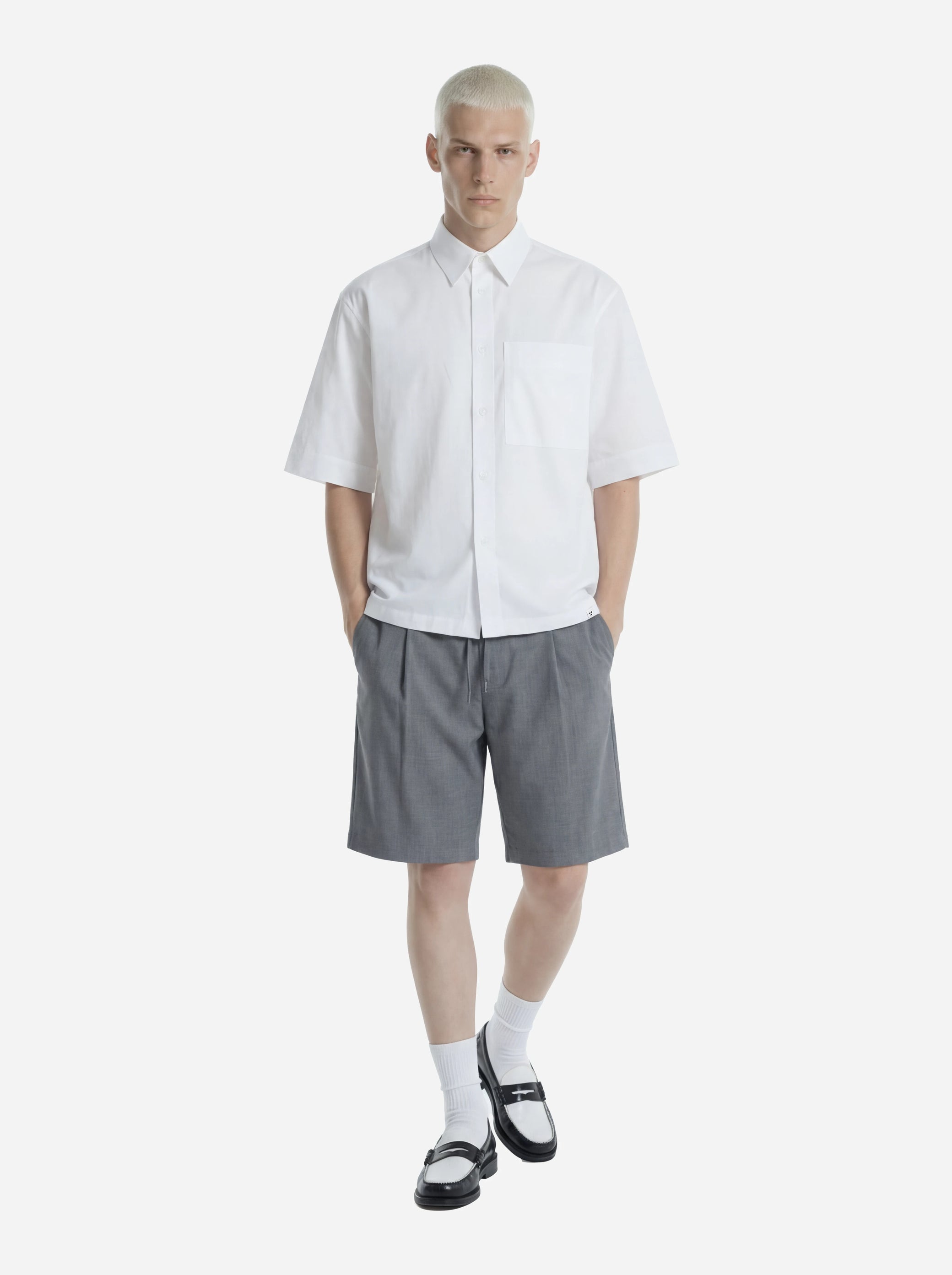 Camicia manica corta in cotone bianco Nelson