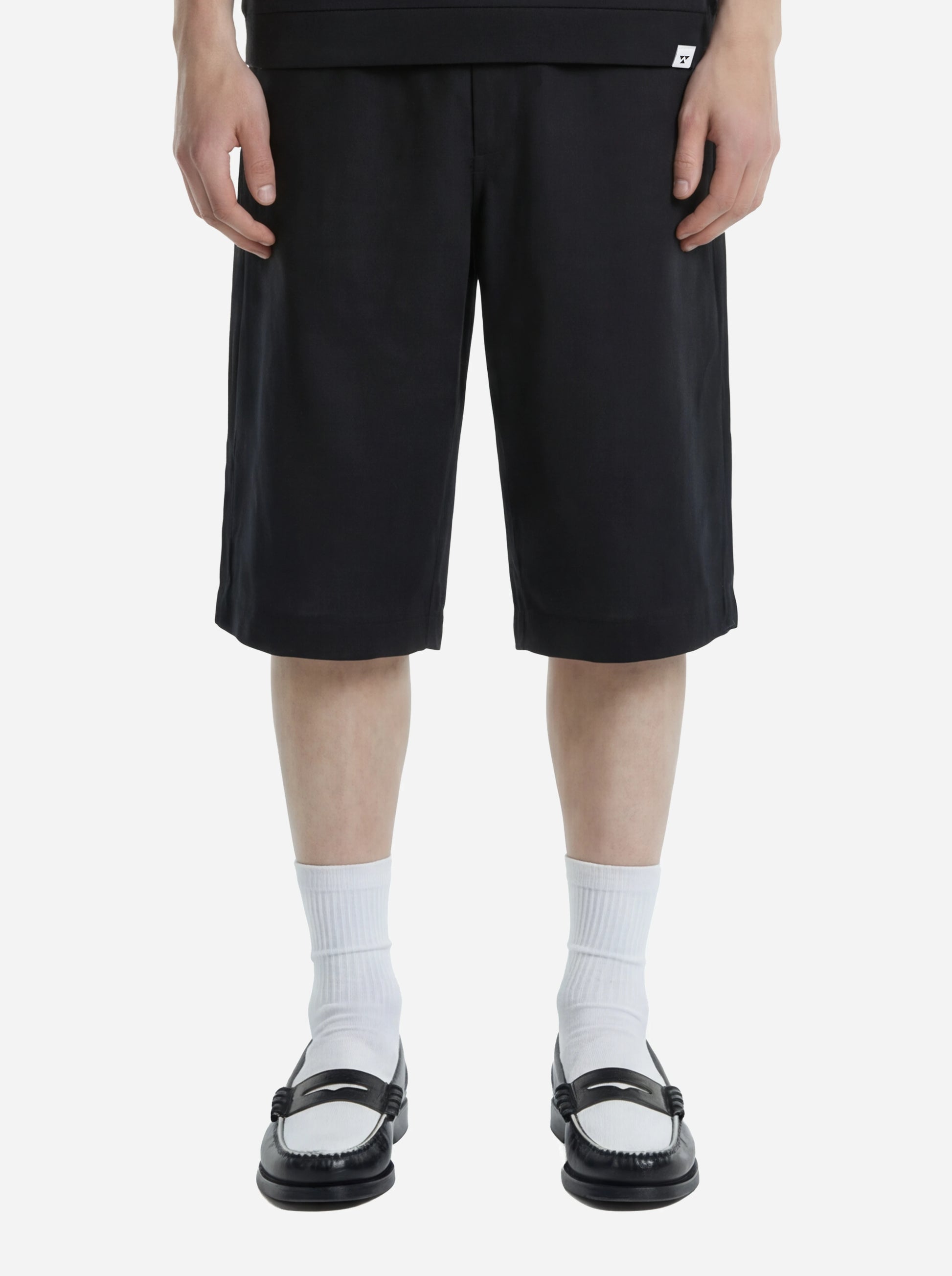 Shorts Curico nero in lino e viscosa
