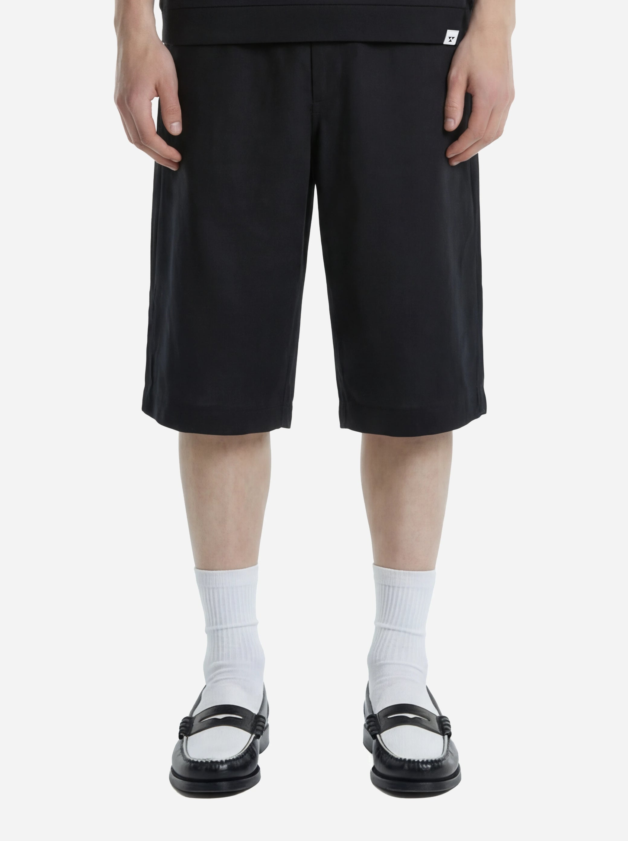 Shorts Curico nero in lino e viscosa