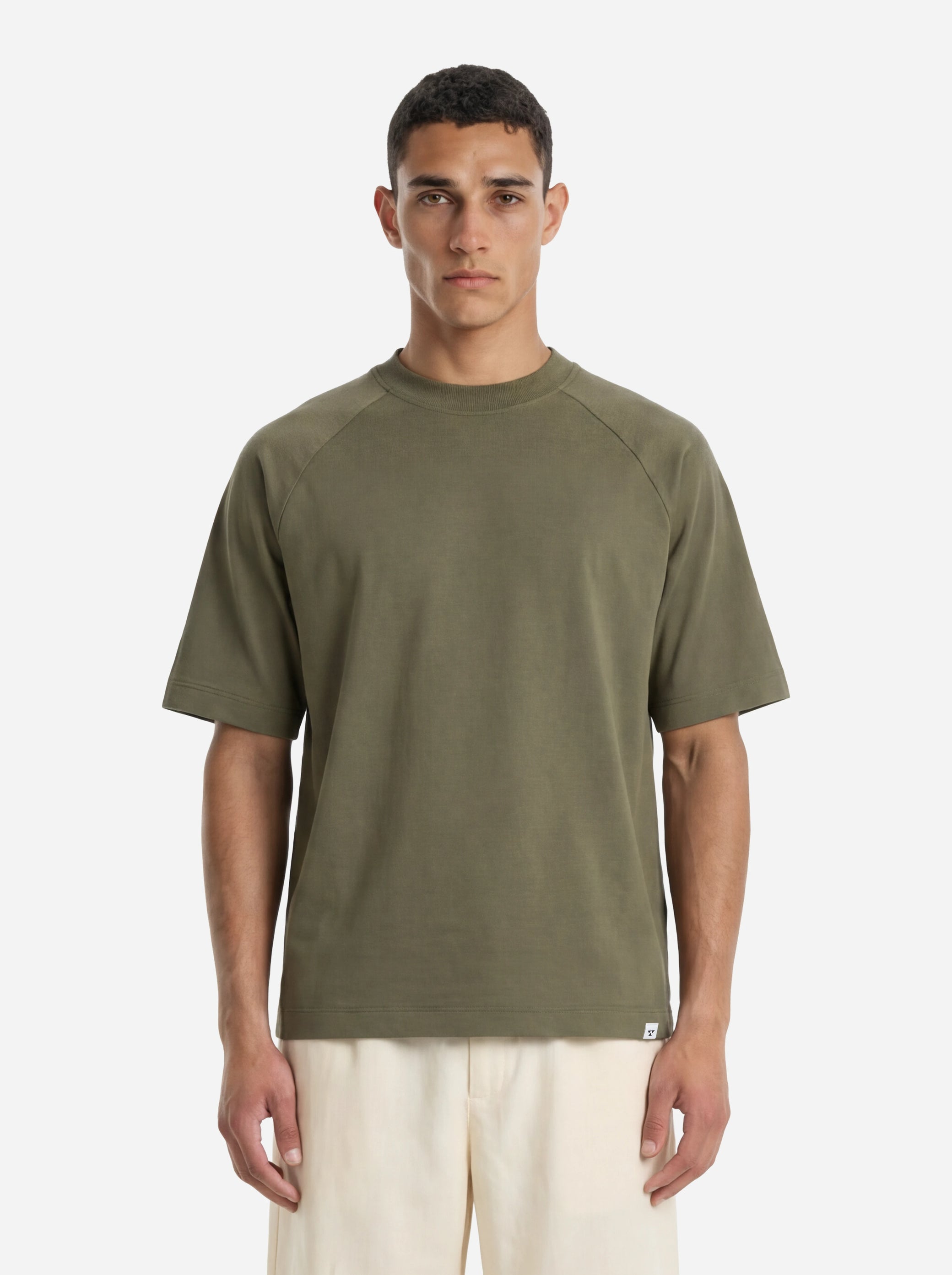T-shirt in cotone con spalla raglan verdeLienz
