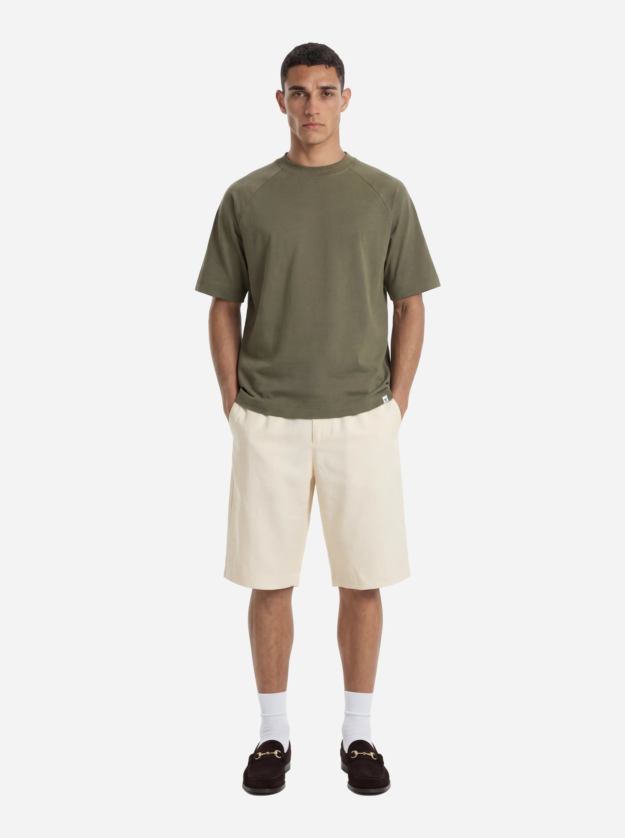 T-shirt in cotone con spalla raglan verdeLienz